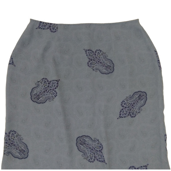 Vintage 90s Midi Skirt Size 10 Gray Paisley Print Whimsygoth Chiffon Flutter Hem - Picture 2 of 6